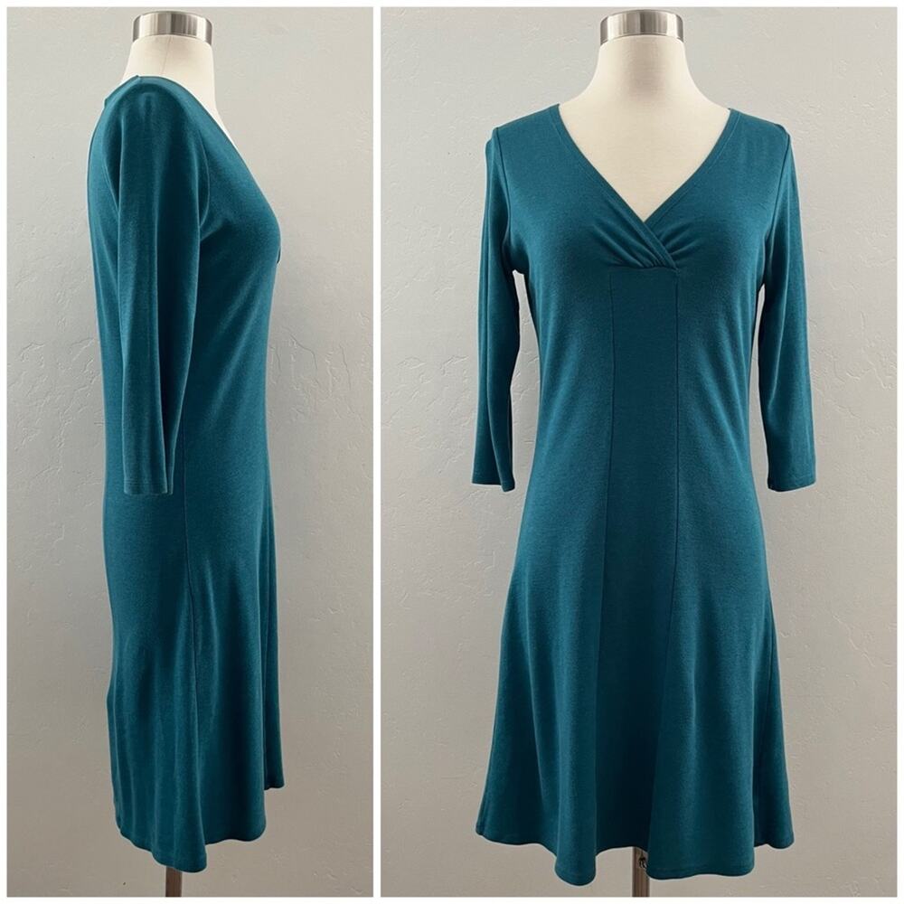 Toad & Co Horny Toad Redolent Dress Small Teal Minimalist Crunchy Granola Girl